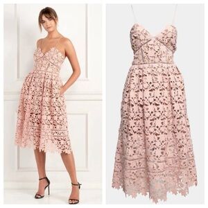 Self-Portrait Azaelea Dress in Blush Pink Lace Spaghetti Strap Size 6